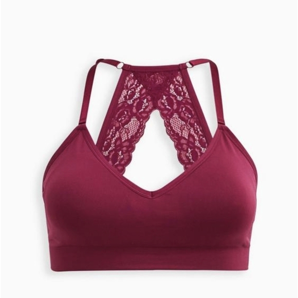 Torrid unlined seamless  racerback purple bralette size 10 - Picture 4 of 13